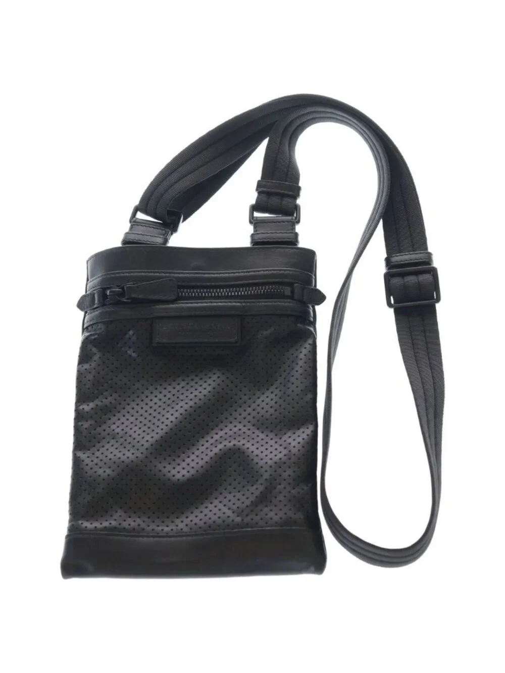 Bottega Veneta Perforated Leather Shoulder Bag Black